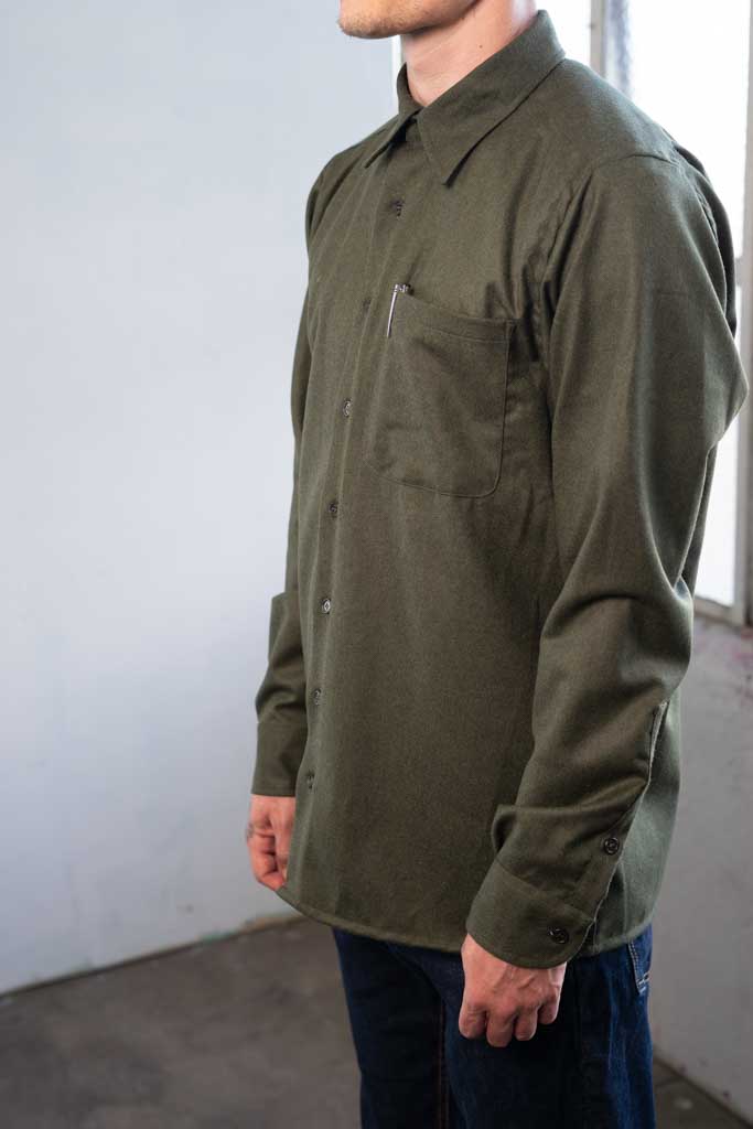 BOOS BOOS FW 24 GREEN WOOL FLANNEL SHIRT